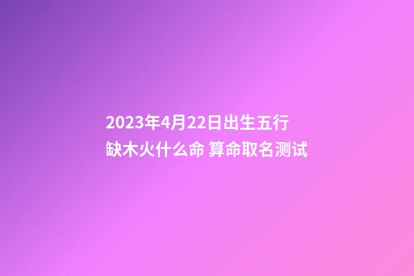 2023年4月22日出生五行缺木火什么命 算命取名测试